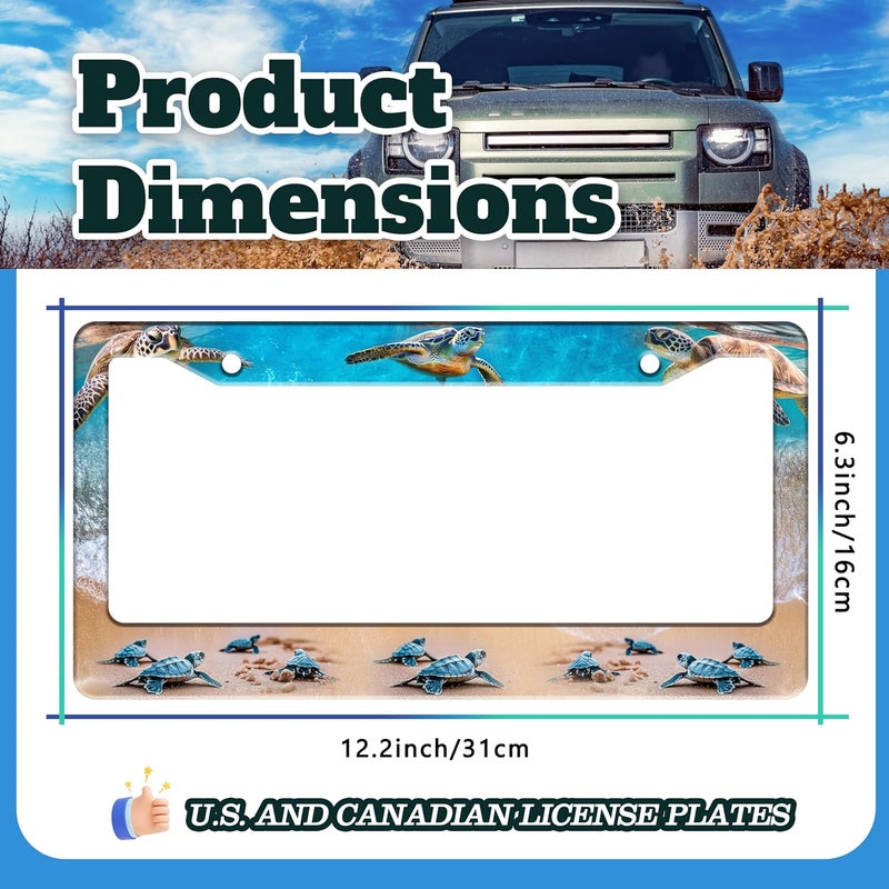 TINALUIN Sea Turtle License Plate Frame Seaside Beach Stainless Steel License Plate Holder for Front or Rear Car Tags Funny for Car Decoration Accessories with Screws 6.3 X 12.2 in for Women Men - Image 3